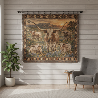 Texas Longhorn Woven Blanket | Western Ranch Throw
